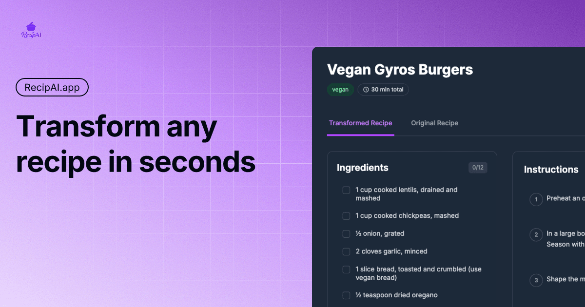 RecipAI – AI-Powered Recipe Transformer